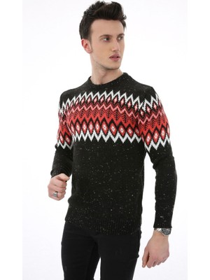 Evolaria Baklava Desenli Kalın Kışlık Erkek Günlük Triko Kazak