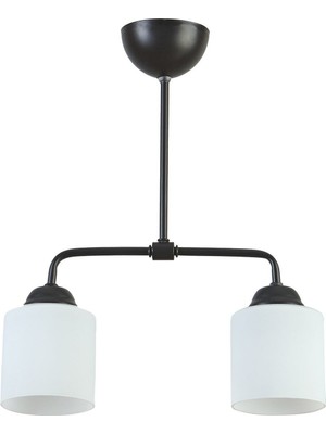 Modern Siyah Beyaz Camlı 2’li Avize, Şık ve Zarif Tasarım