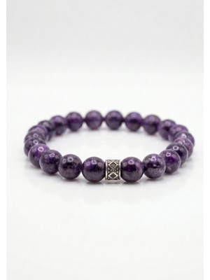 MMİF Doğal Lepidolit Taşı Bileklik – Mor Doğal Taş, Sakinlik ve Denge Taşı, 8mm, Unisex, Mmif