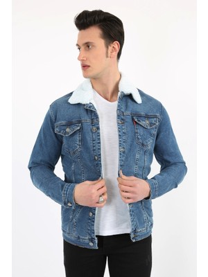 Evolaria Içi Kürklü Çıtçıt Düğmeli Kalın Spor Erkek Günlük Kot Mont