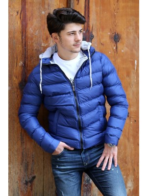 Evolaria Çıkmalı Kapşonlu Yan Cepli Erkek Günlük Şişme Mont