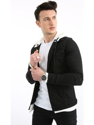 Evolaria Kapüşonlu Alttan Çıkmalı Düğmeli Erkek Spor Günlük Kot Ceket