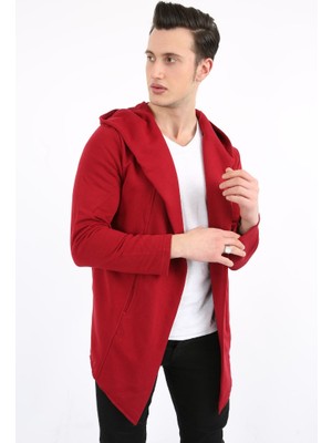 Evolaria Üç Iplik Şardonlu Kapşonlu Cepli Erkek Günlük Panço Hırka