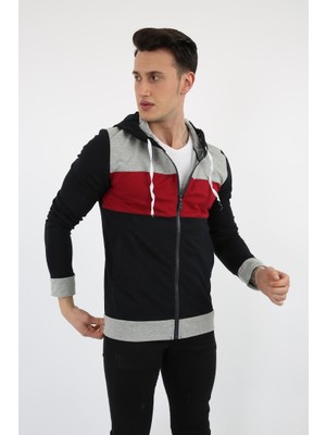 Evolaria Parçalı Kapşonlu Fermuarlı Erkek Günlük Sweatshirt