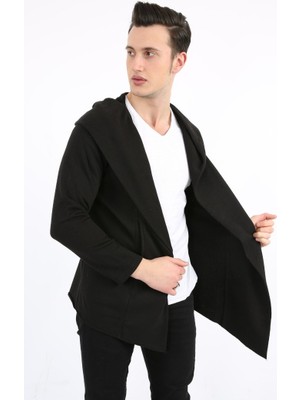 Evolaria Üç Iplik Şardonlu Kapşonlu Cepli Erkek Günlük Panço Hırka