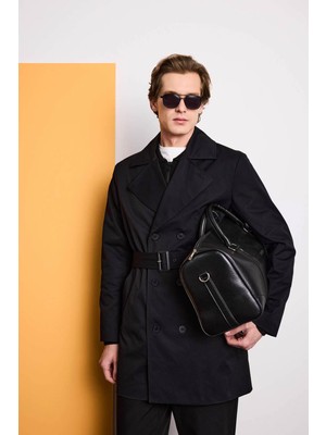 Defacto Slim Fit Astarlı Düğmeli Siyah Erkek Kaban D5528AX/BK27