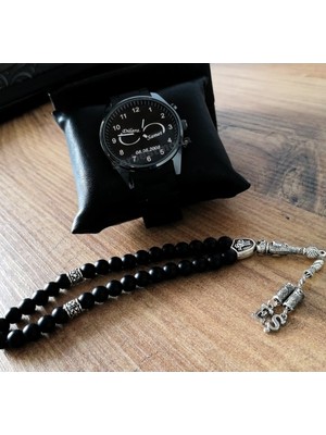 Erkek Kol Saatleri Kişiye Özel Baskılı Erkek Saat ve Harfli Tespih Babalar Günü Doğum Günü Hediyesi Erkeğe Hediye