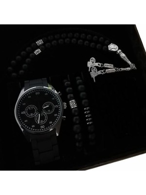 Sevgiliye Hediye Erkek Saat Seti Erkek Kol Saati Bileklik Tesbih Hediye Seti Doğum Günü Hediyesi Sevgililer Günü Hediyesi