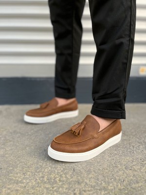 Zapatos JY153 Bloom Bağcıksız Püsküllü Cilt Erkek Günlük Spor Klasik Ayakkabı Cbt - Taba