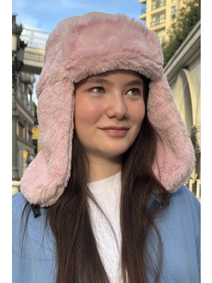 Mollycrush Genç Pembe Peluş Pilot Şapka | Uniseks Kışlık Ushanka Tarzı