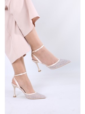 Virella Shoes Yüksek Topuklu Taş Işlemeli Bilekten Bağlamalı Abiye Özel Gün Düğün Ayakkabısı