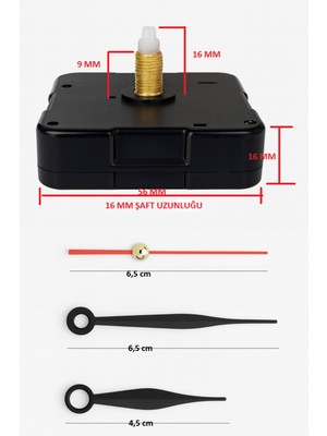UltraMint Sessiz Duvar Saati Mekanizması, 16 Mm, Küçük Model, Askısız, Güçlü ve Şık