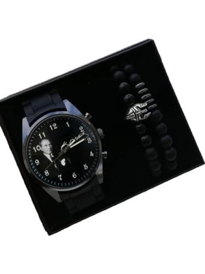 Erkek Saat ve Bileklik Kombini Atatürk Temalı Erkek Saat Baskılı Kol Saati Babalar Günü Doğum Günü Hediyesi