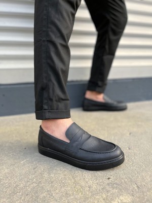 Zapatos JY180 Estilo x Bağcıksız Cilt Erkek Günlük Spor Klasik Ayakkabı Cst - Siyah