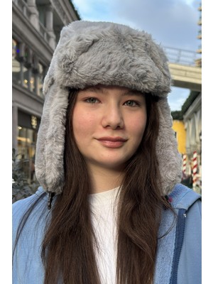 Mollycrush Genç Gri Peluş Pilot Şapka | Uniseks Kışlık Ushanka Tarzı