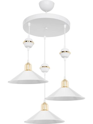 Beyaz Üçlü Yemek ve Oturma Odası Avize Seti, Şık ve Modern Tasarım