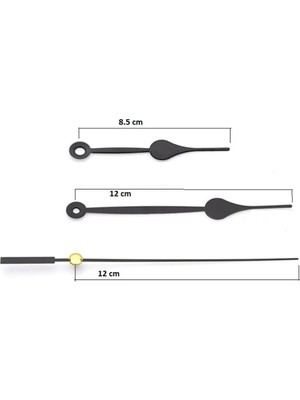 UltraMint Siyah Renk Akrep ve Yelkovan Saat Seti, Şık ve Modern Tasarım