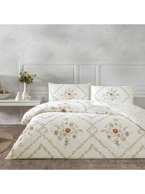 Taç Elira Ranforce Çift Kişilik Nevresim Takımı Beyaz