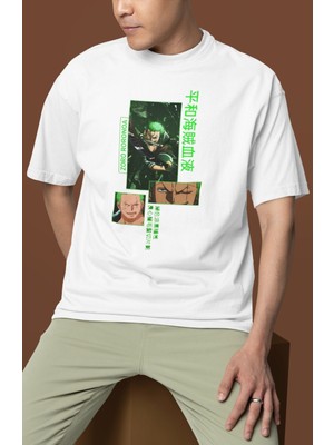 Sevbano Roronoa Zoro Baskılı Unisex Oversize One Piece Anime Karakter Tişört