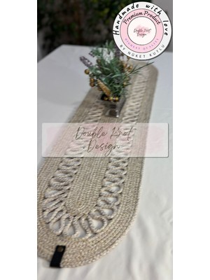 Double Knot Design Tress Runner, 110X32CM, El Yapımı Salon /sehpa Örtüsü, Runner, Mutfak Masa Örtüsü