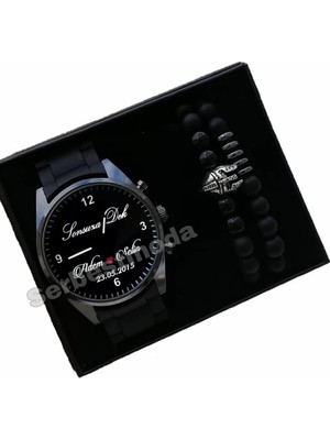 Erkek Saat Kombini Kişiye Özel Isimli Saat Babalar Günü Hediyesi Erkek Bileklik Kombin Sevgililer Günü Doğum Günü Hediyesi