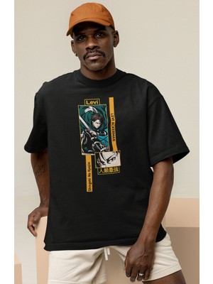 Sevbano Levi Ackerman Shingeki No Kyojin Baskılı Unisex Oversize Attack On Titan Anime Karakter Tişört