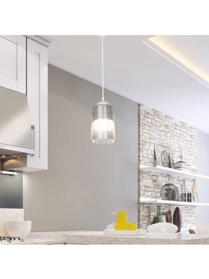 Şeffaf Yuvarlak Tekli Sarkıt Aydınlatma, Modern ve Şık Tasarım