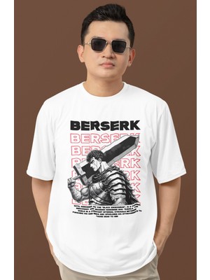 Sevbano Tasarım Berserk Guts Baskılı Unisex Oversize Anime Dizi Karakter Tişört