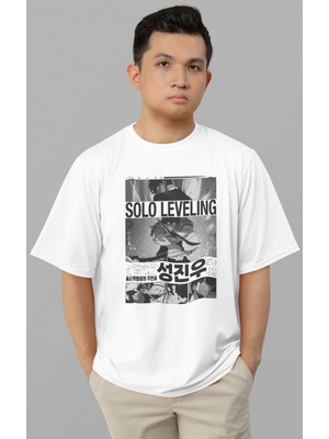 Sevbano Solo Leveling Baskılı Unisex Oversize Anime Tişört