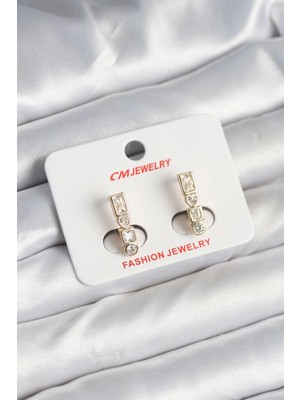 Luord Ticaret Bfs Pirinç Gold Renk Zirkon Taşlı Vintage Kadın Küpe