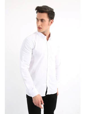 Evolaria Erkek Günlük Armür Desenli Likralı Gömlek