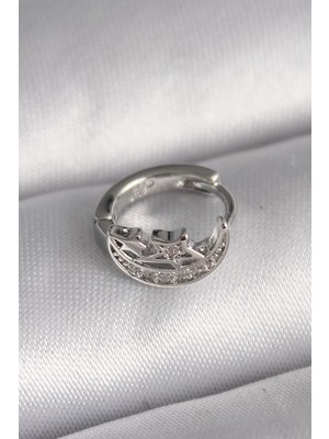 Luord Ticaret Bfs 316L Çelik Gümüş Renk Zirkon Taşlı Ay Yıldız Model Tragus Piercing