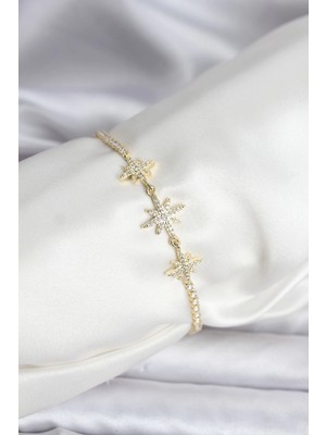 Luord Ticaret Bfs Kutup Yıldızı Model Zirkon Taşlı Gold Renk Su Yolu Kadın Bileklik