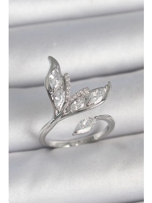 Luord Ticaret Bfs Pirinç Gümüş Renk Zirkon Taşlı Balık Kuyruğu Model Ayarlanabilir Kadın Yüzük