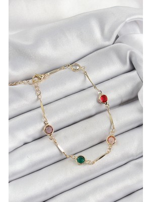 Luord Ticaret Bfs Pirinç Asorti Model Gold Renk Zirkon Taşlı Kadın Bileklik