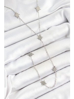 Luord Ticaret Bfs 316L Çelik Kutup Yıldızı Figürlü Y Model Gümüş Renk Kadın Kolye