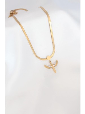 Luord Ticaret Bfs Mikail Figür Zirkon Taş Detay Gold Renk Çelik Italyan Zincir Kadın Kolye