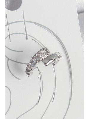 Luord Ticaret Bfs Pirinç Gümüş Renk Zirkon Taşlı Kadın Kıkırdak Küpe