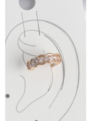 Luord Ticaret Bfs Pirinç Gold Renk Zirkon Taşlı Kadın Kıkırdak Küpe