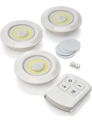 Uzaktan Kumandalı 3'lü Dokunmatik Pilli LED Spot Lambalar Seti