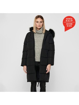 Only Onlmonıca Kapüşonlu Cepli Uzun Şişme Mont Kadın Mont 15205637