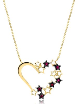 İryum 0.08 Karat Yakut Kalbimin Yıldızı Kolye