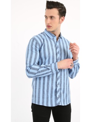 Evolaria Erkek Günlük Dik Çizgili Likralı Gömlek