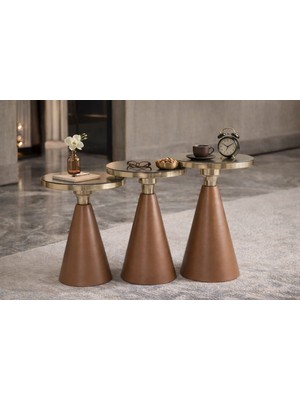 Valda Home 3 Lü Alt Kahve Üst Gold Zigon Set