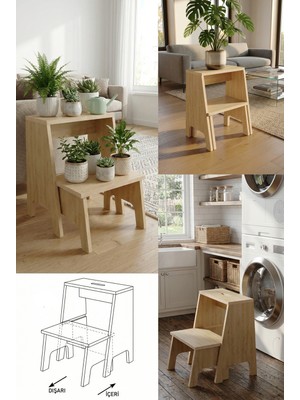 Yüceer Home Liva Çiçeklik | Safir Meşe Mdf Saksı Standı, Dekoratif Bitki Sehpası, Çok Amaçlı Raf