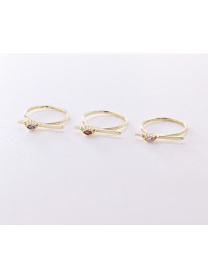 Sembol Gold Altın Doğum Taşı Yüzükler 14 Ayar/Ay'lara Göre Taş Rengi