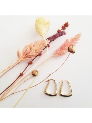 Sembol Gold Altın Küpe 14K 585 Parlak Çanta Tasarım  1,8 cm Zarif Küpe