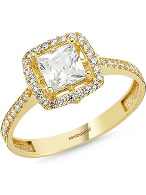 Sembol Gold Baget Sarı Altın Tektaş Yüzük 0.80 Karat