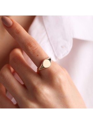 Sembol Gold 14K Altın Şövalye Yüzük (Kişiselleştir) Sade 1.0 cm