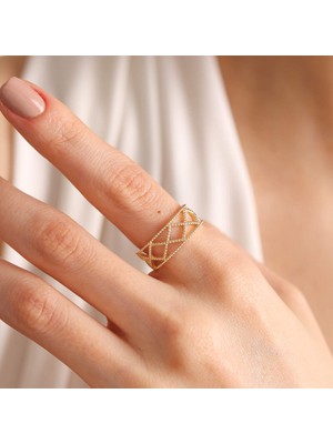 Sembol Gold 14K Altın Piramit Yüzük Desing